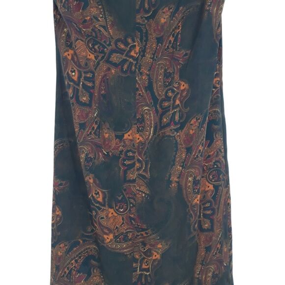 Vintage 90's Julian‎ Taylor Burnt Paisley Double Slit Maxi Dress Black Red Sz 8 - Picture 11 of 16
